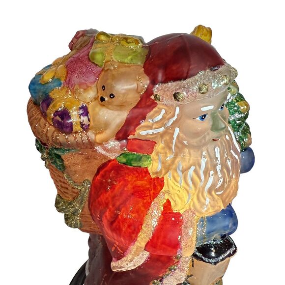 2011 Merck's Old World Christmas 'Radiant' Santa Glass Light~Bag of Toys VIDEO - Picture 10 of 12